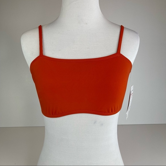 Bikini Lab Bandeau Swim Top Lace Back BL9RE89 Rust Orange S - Picture 5 of 14